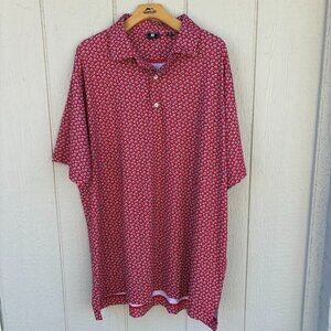 FootJoy Lisle Short Sleeve Golf Polo Shirt Men's 2XL Red Floral Print Stretch